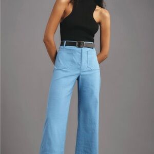 Maeve The Colette Magic Fabric Crop Wide Leg Pants in Deep Sky